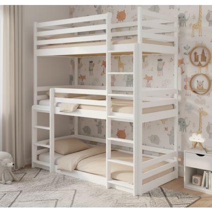 poschodova postel tedro 90x200cm biela pre tri deti v izbe