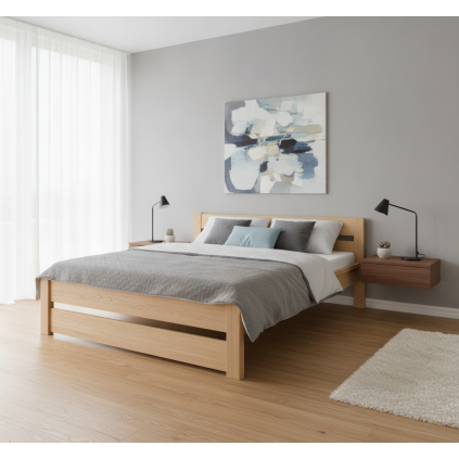 Manželská posteľ masív LK190 buk 140 x 200 cm