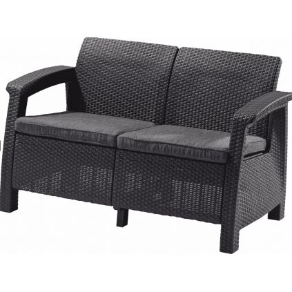 moderná pohovkka GREEK LOVE SEAT grafit sivé podušky