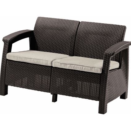moderná pohovkka GREEK LOVE SEAT hnedá béžové podušky