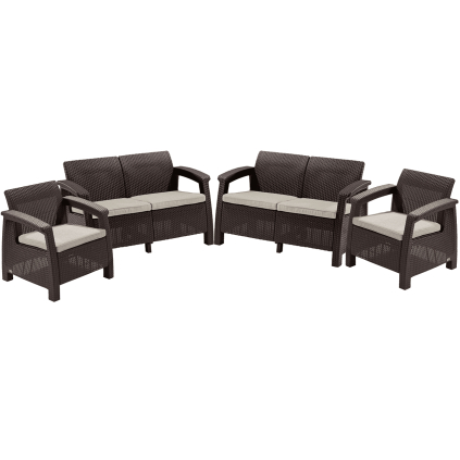 záhradný ratanový set GREEK REST hnedá