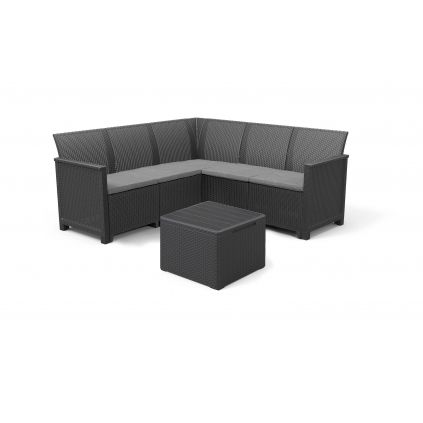 záhradný ratanový box ALODIA CORNER SET 5 grafit