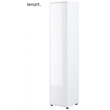 Zatvorená úzka skriňa v bielom lesklom prevedení Lenart BED CONCEPT BC 21