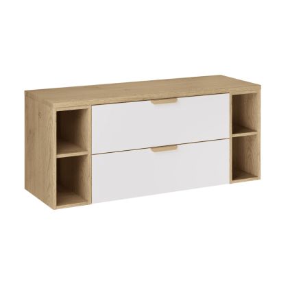 kupelnovy komplet aster white dub cremona 120cm s doskou a regalmi 120cm lr