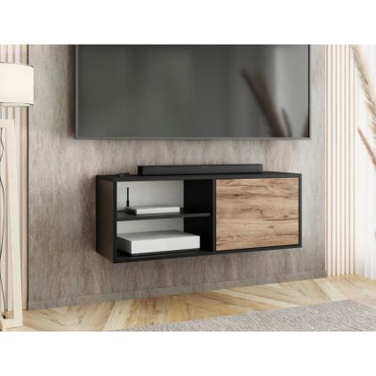 EDI 2 cierny dub craft otvoreny tv stolik zavesny
