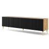 ravenna b tv stolík 4d 200 čierny matný zlaté nohy