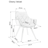 rozmery atraktívnej stoličky cherry velvet
